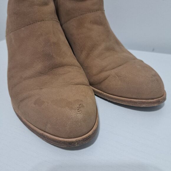 Eileen Fisher Tote Chic Ankle Boots Stacked Heel Size 8.5 Earth Tumbled Nubuck - Picture 12 of 13